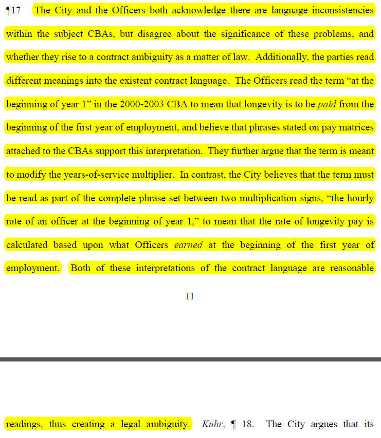Billings officers CBA excerpt